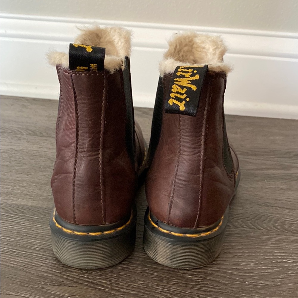 Dr. Martens Chelsea Brown Ankle Fur Lined Slip On Boots - Picture 5 of 6